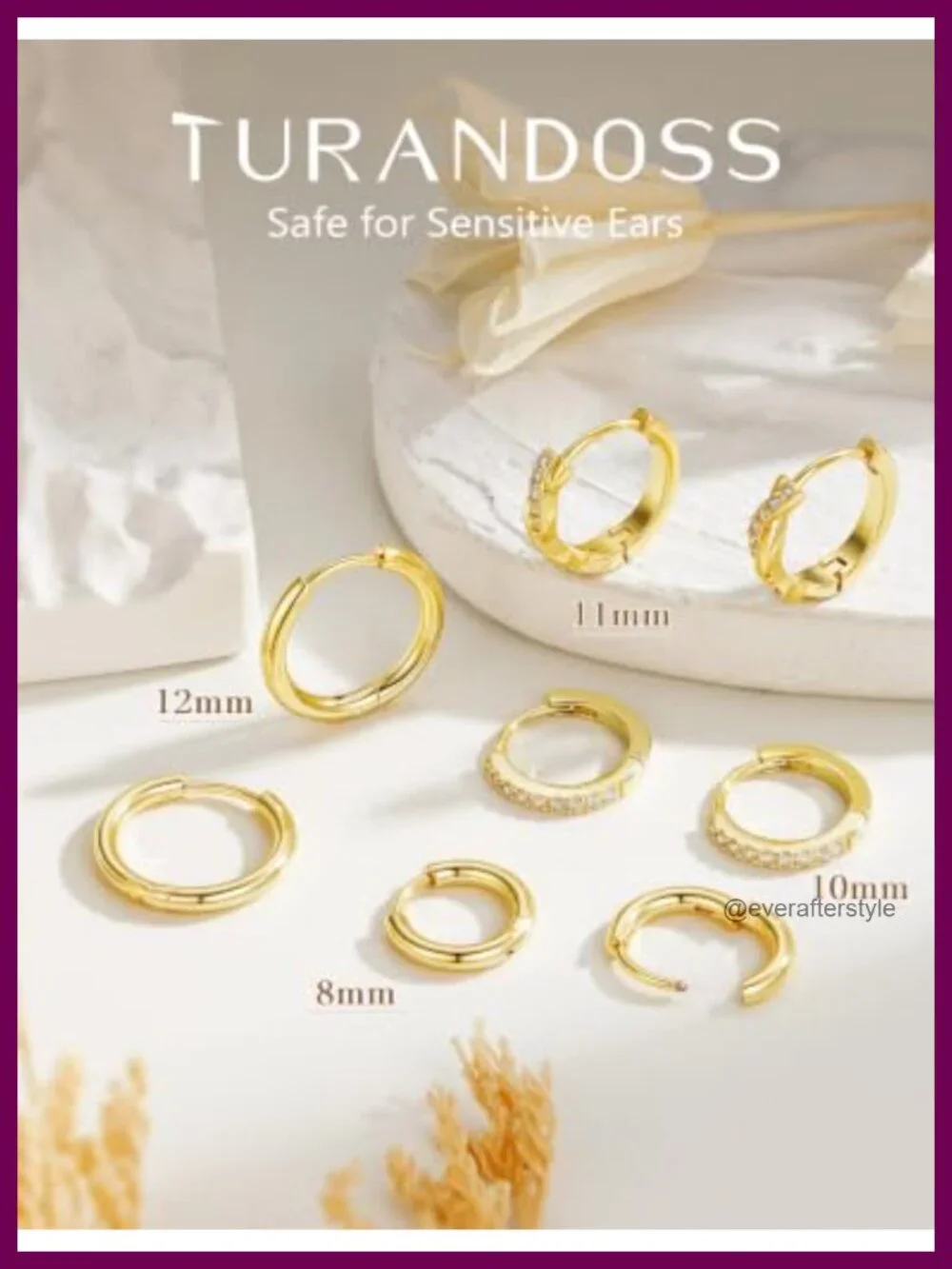 14K Gold Plated Stainless Steel Small Huggie Hoop Earrings Set with CZ
